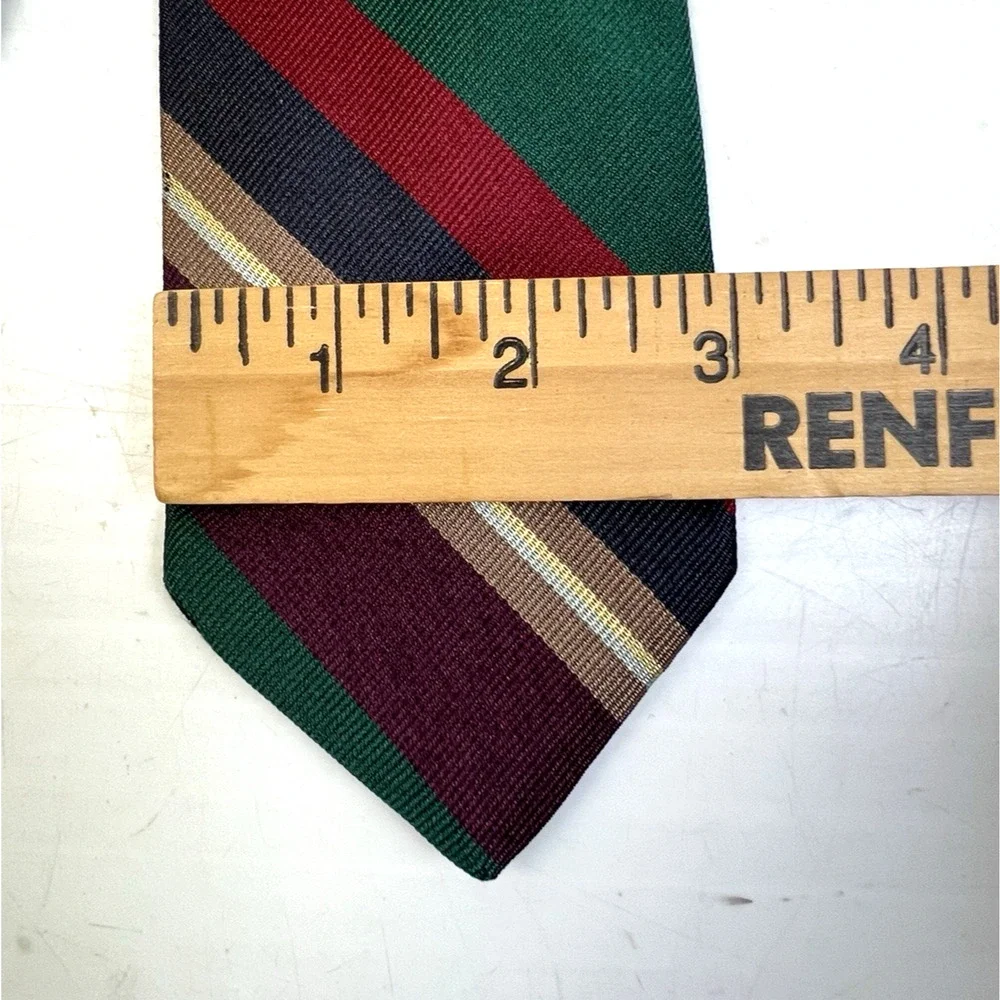 Striped Tie Barnett Bros Classic Burgundy Green Navy 3" W Business Preppy USA - Picture 8 of 9